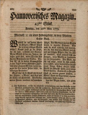 Hannoverisches Magazin (Hannoversche Anzeigen) Freitag 28. Mai 1779