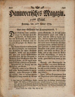 Hannoverisches Magazin (Hannoversche Anzeigen) Freitag 16. Juli 1779