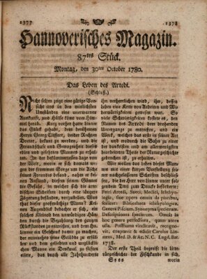 Hannoverisches Magazin (Hannoversche Anzeigen) Montag 30. Oktober 1780