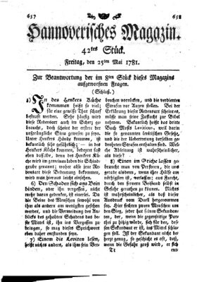 Hannoverisches Magazin (Hannoversche Anzeigen) Freitag 25. Mai 1781