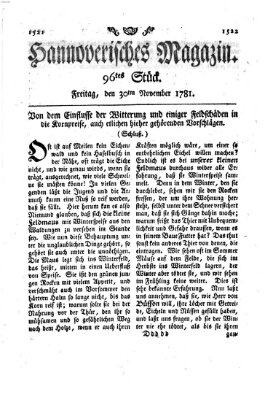 Hannoverisches Magazin (Hannoversche Anzeigen) Freitag 30. November 1781
