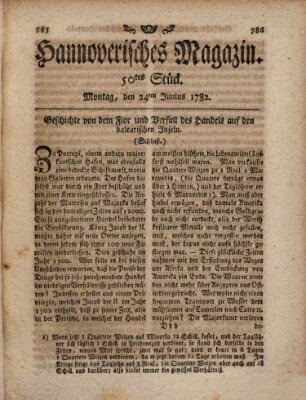 Hannoverisches Magazin (Hannoversche Anzeigen) Montag 24. Juni 1782