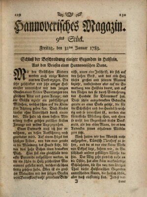 Hannoverisches Magazin (Hannoversche Anzeigen) Freitag 31. Januar 1783