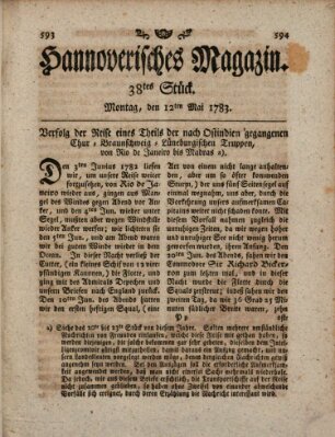Hannoverisches Magazin (Hannoversche Anzeigen) Montag 12. Mai 1783