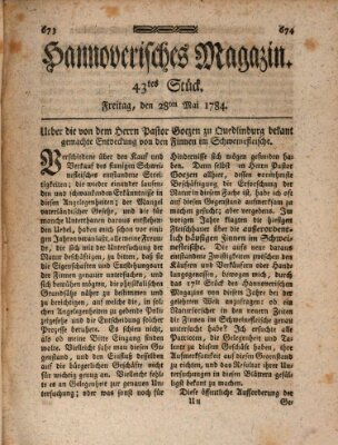 Hannoverisches Magazin (Hannoversche Anzeigen) Freitag 28. Mai 1784