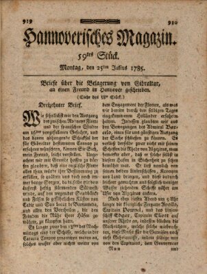 Hannoverisches Magazin (Hannoversche Anzeigen) Montag 25. Juli 1785