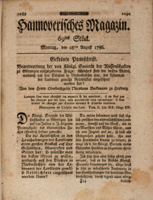 Hannoverisches Magazin (Hannoversche Anzeigen) Montag 28. August 1786