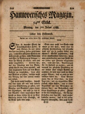 Hannoverisches Magazin (Hannoversche Anzeigen) Montag 7. Juli 1788