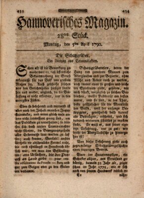 Hannoverisches Magazin (Hannoversche Anzeigen) Montag 5. April 1790