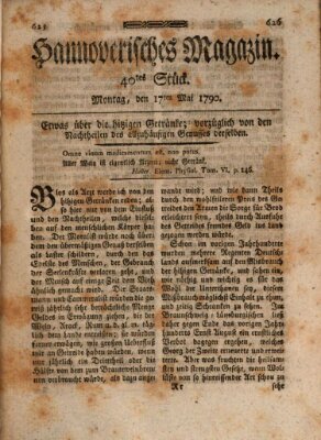 Hannoverisches Magazin (Hannoversche Anzeigen) Montag 17. Mai 1790