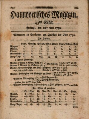 Hannoverisches Magazin (Hannoversche Anzeigen) Freitag 28. Mai 1790