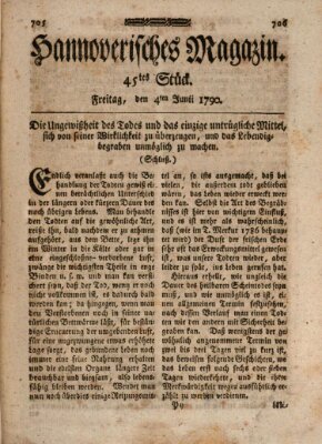 Hannoverisches Magazin (Hannoversche Anzeigen) Freitag 4. Juni 1790