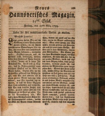Neues hannoversches Magazin (Hannoversche Anzeigen) Freitag 29. März 1793