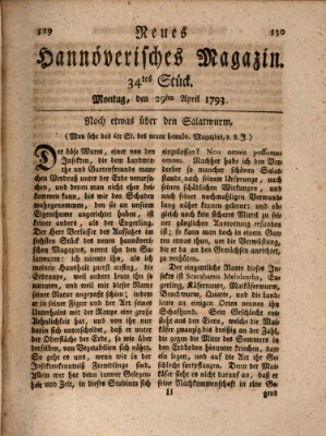 Neues hannoversches Magazin (Hannoversche Anzeigen) Montag 29. April 1793