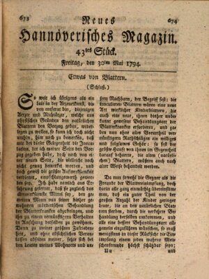 Neues hannoversches Magazin (Hannoversche Anzeigen) Freitag 30. Mai 1794