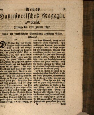 Neues hannoversches Magazin (Hannoversche Anzeigen) Freitag 13. Januar 1797