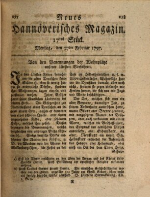 Neues hannoversches Magazin (Hannoversche Anzeigen) Montag 27. Februar 1797
