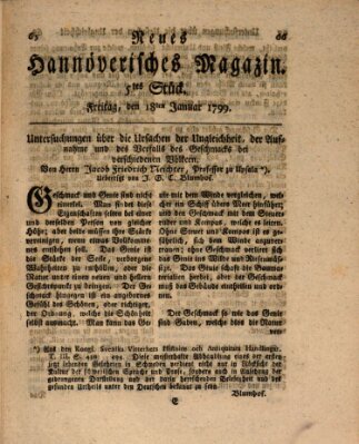 Neues hannoversches Magazin (Hannoversche Anzeigen) Freitag 18. Januar 1799