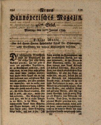 Neues hannoversches Magazin (Hannoversche Anzeigen) Montag 10. Juni 1799
