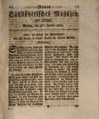 Neues hannoversches Magazin (Hannoversche Anzeigen) Montag 27. Januar 1800