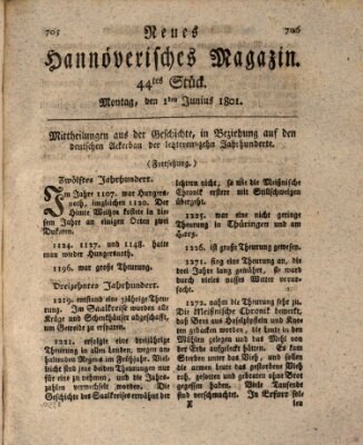 Neues hannoversches Magazin (Hannoversche Anzeigen) Montag 1. Juni 1801