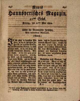 Neues hannoversches Magazin (Hannoversche Anzeigen) Freitag 21. Mai 1802