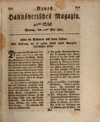 Neues hannoversches Magazin (Hannoversche Anzeigen) Montag 20. Mai 1805