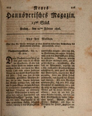 Neues hannoversches Magazin (Hannoversche Anzeigen) Freitag 21. Februar 1806