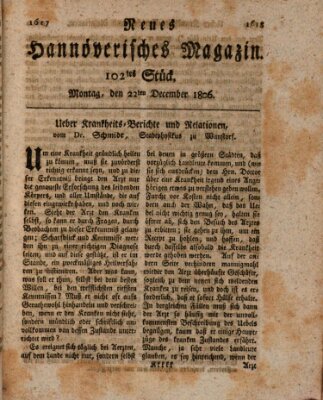 Neues hannoversches Magazin (Hannoversche Anzeigen) Montag 22. Dezember 1806