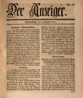 Der Anzeiger (Allgemeiner Anzeiger der Deutschen) Donnerstag 13. Januar 1791