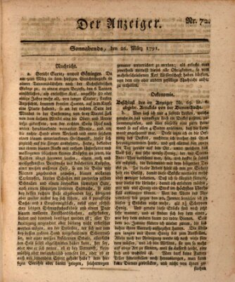 Der Anzeiger (Allgemeiner Anzeiger der Deutschen) Samstag 26. März 1791