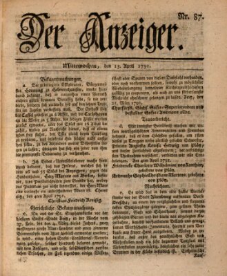 Der Anzeiger (Allgemeiner Anzeiger der Deutschen) Mittwoch 13. April 1791
