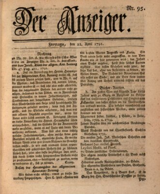 Der Anzeiger (Allgemeiner Anzeiger der Deutschen) Freitag 22. April 1791