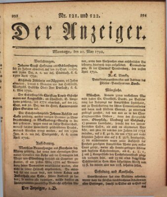 Der Anzeiger (Allgemeiner Anzeiger der Deutschen) Montag 21. Mai 1792