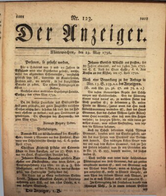 Der Anzeiger (Allgemeiner Anzeiger der Deutschen) Mittwoch 23. Mai 1792