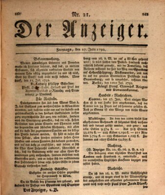 Der Anzeiger (Allgemeiner Anzeiger der Deutschen) Freitag 27. Juli 1792