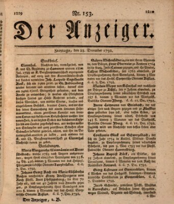 Der Anzeiger (Allgemeiner Anzeiger der Deutschen) Freitag 28. Dezember 1792