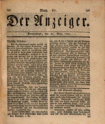 Der Anzeiger (Allgemeiner Anzeiger der Deutschen) Donnerstag 21. März 1793