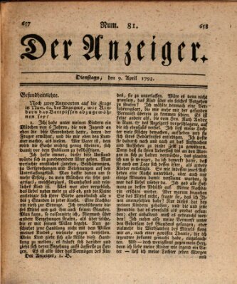 Der Anzeiger (Allgemeiner Anzeiger der Deutschen) Dienstag 9. April 1793
