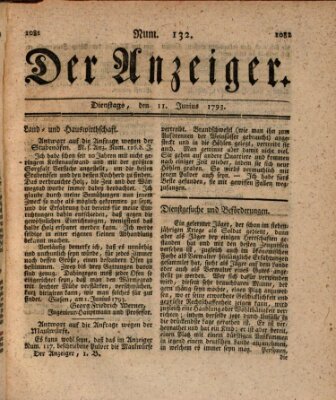 Der Anzeiger (Allgemeiner Anzeiger der Deutschen) Dienstag 11. Juni 1793