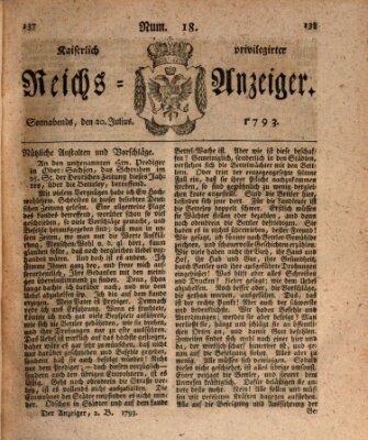 Kaiserlich privilegirter Reichs-Anzeiger (Allgemeiner Anzeiger der Deutschen) Samstag 20. Juli 1793
