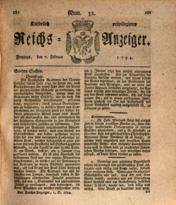 Kaiserlich privilegirter Reichs-Anzeiger (Allgemeiner Anzeiger der Deutschen) Freitag 7. Februar 1794
