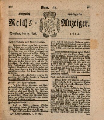 Kaiserlich privilegirter Reichs-Anzeiger (Allgemeiner Anzeiger der Deutschen) Dienstag 15. April 1794