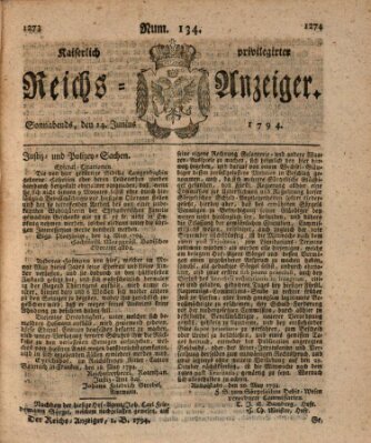 Kaiserlich privilegirter Reichs-Anzeiger (Allgemeiner Anzeiger der Deutschen) Samstag 14. Juni 1794