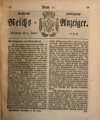 Kaiserlich privilegirter Reichs-Anzeiger (Allgemeiner Anzeiger der Deutschen) Dienstag 8. Juli 1794