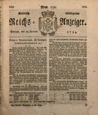 Kaiserlich privilegirter Reichs-Anzeiger (Allgemeiner Anzeiger der Deutschen) Freitag 28. November 1794
