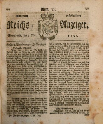 Kaiserlich privilegirter Reichs-Anzeiger (Allgemeiner Anzeiger der Deutschen) Samstag 7. Februar 1795