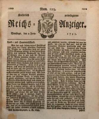 Kaiserlich privilegirter Reichs-Anzeiger (Allgemeiner Anzeiger der Deutschen) Dienstag 2. Juni 1795