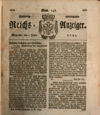 Kaiserlich privilegirter Reichs-Anzeiger (Allgemeiner Anzeiger der Deutschen) Mittwoch 1. Juli 1795