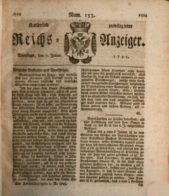 Kaiserlich privilegirter Reichs-Anzeiger (Allgemeiner Anzeiger der Deutschen) Dienstag 7. Juli 1795